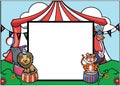 Animals Circus Tent Banner Cartoon Color Illustration