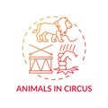 Animals in circuses red gradient concept icon