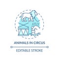 Animals in circuses turquoise concept icon