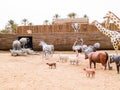 the animals climb on Noah's Ark, prehistoric park in Tunisia, To Royalty Free Stock Photo