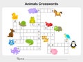 Animals Crosswords - Worksheet for education Royalty Free Stock Photo