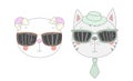 Animals in cute and cool sunglasses Royalty Free Stock Photo