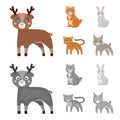 Animals, domestic, wild and other web icon in cartoon,monochrome style. Zoo, toys, children, icons in set collection. Royalty Free Stock Photo