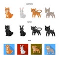 Animals, domestic, wild and other web icon in cartoon,black,flat style. Zoo, toys, children, icons in set collection. Royalty Free Stock Photo