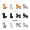 Animals, domestic, wild and other web icon in cartoon,black,monochrome style. Zoo, toys, children, icons in set Royalty Free Stock Photo