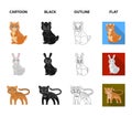 Animals, domestic, wild and other web icon in cartoon,black,outline,flat style. Zoo, toys, children, icons in set Royalty Free Stock Photo