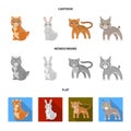 Animals, domestic, wild and other web icon in cartoon,flat,monochrome style. Zoo, toys, children, icons in set Royalty Free Stock Photo