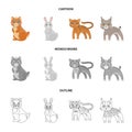 Animals, domestic, wild and other web icon in cartoon,outline,monochrome style. Zoo, toys, children, icons in set