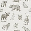 Animals drawings seamless pattern