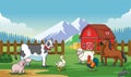 Animals farm with cartoon style Royalty Free Stock Photo