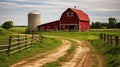 animals farm red barn Royalty Free Stock Photo