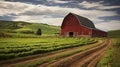 animals farm red barn Royalty Free Stock Photo