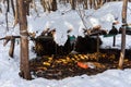 Animals feeder in winter forest Royalty Free Stock Photo