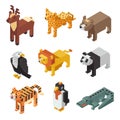 Animals figurines, pixel figures of characters Royalty Free Stock Photo