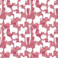 Animals flat set, seamless pattern on pink poligons Royalty Free Stock Photo