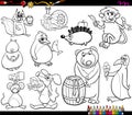 Animals and food coloring page Royalty Free Stock Photo