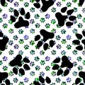 Animals footprints seamless cat and dogs pattern for wrapping paper and fabrics and linens and kids clothes print