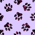 Animals footprints seamless cat and dogs pattern for wrapping paper and fabrics and linens and kids clothes print