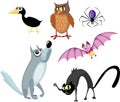 Animals halloween set Royalty Free Stock Photo