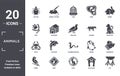 animals icon set. include creative elements as app bug, bunny, leopard, japanese dragon, deer, boho filled icons can be used for