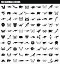 100 animals icon set, simple style Royalty Free Stock Photo