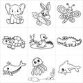 Animals icon set in white background. Vector illustration Royalty Free Stock Photo