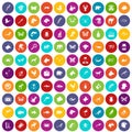 100 animals icons set color