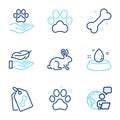 Animals icons set. Included icon as Pet friendly, Pet tags, Pets care signs. Vector Royalty Free Stock Photo