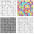 100 animals icons set vector variant