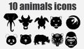 10 animals icons Royalty Free Stock Photo
