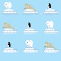 animals with igloos background. Vector illustration decorative design