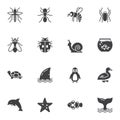 Animals and insects vector icons set