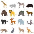 Animals, a large set of animals. Cartoon illustration