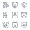animals line icons. linear set. quality vector line set such as cat, koala, feline, frog, pet food, pet insurance, bird house,