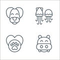 animals line icons. linear set. quality vector line set such as hippopotamus, veterinary, jellyfish