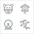 animals line icons. linear set. quality vector line set such as seagulls, hamster wheel, bird house
