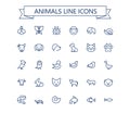 Animals line mini icons set. Editable stroke. 24x24 grid. Pixel Perfect. Royalty Free Stock Photo