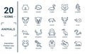 animals linear icon set. includes thin line hamster, puma, weasel, rat, polar bear, anteater, copperhead icons for report,