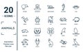 animals linear icon set. includes thin line kiwi bird, jerboa, wolverine, gecko, hare, calf, canary icons for report, presentation