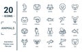 animals linear icon set. includes thin line seahorse, crocodile, sloth, moose, bear, tuna, goldfish icons for report, presentation