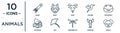 animals linear icon set. includes thin line squid, goat, crocodile, ray, lobster, koala, octopus icons for report, presentation,