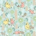 Animals in the meadow seamless pattern