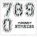 Animals mosaic numbers for t-shirts, posters, card and other uses. Royalty Free Stock Photo