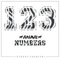 Animals mosaic numbers for t-shirts, posters, card and other uses. Royalty Free Stock Photo