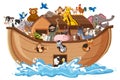Animals on Noah`s ark with sea wave isolated on white background Royalty Free Stock Photo