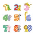 Animals with numbers vector Royalty Free Stock Photo