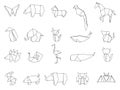 Animals origami vector craft illustration
