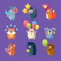 Animals With Party Elements Set Royalty Free Stock Photo