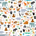 Animals pattern seamless. Zoo background. baby cloth texture Vector