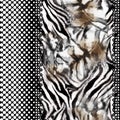 Animals pattern.Silk scarf design, fashion textile. Royalty Free Stock Photo
